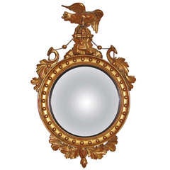 English Regency Giltwood Convex Mirror