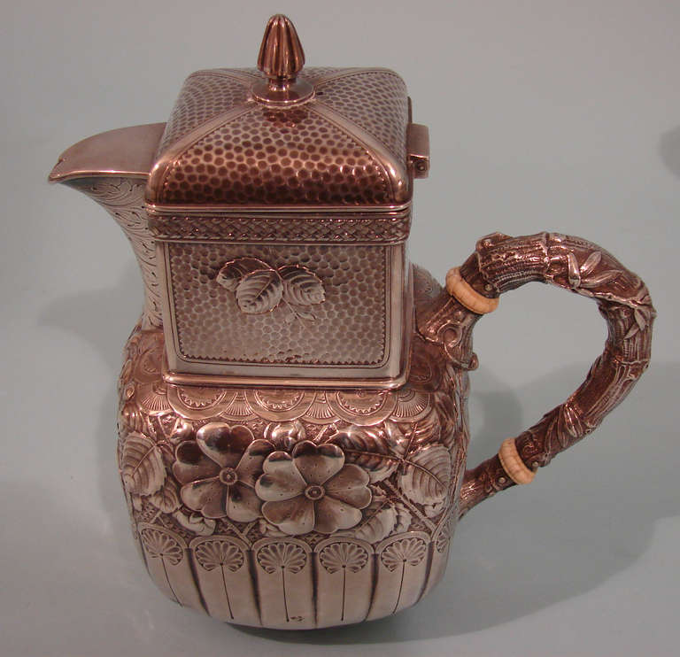 Aesthetic Movement Rare Gorham Eglantine Pattern Sterling Tea and Coffee Set