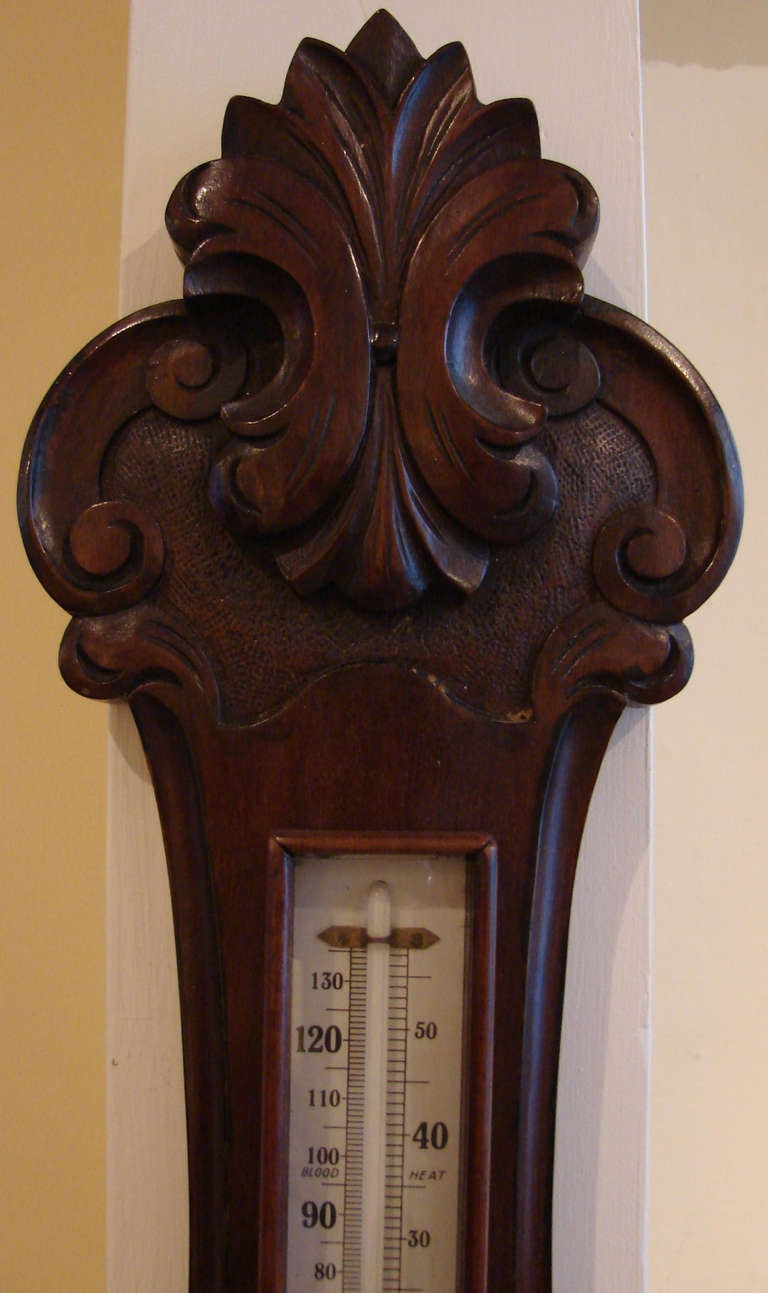 British Victorian Advertising Aneroid Barometer and Thermometer