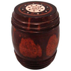 Antique Lignum Vitae Miniature Inlaid  Barrel