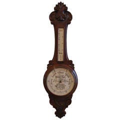 Antique Victorian Advertising Aneroid Barometer and Thermometer