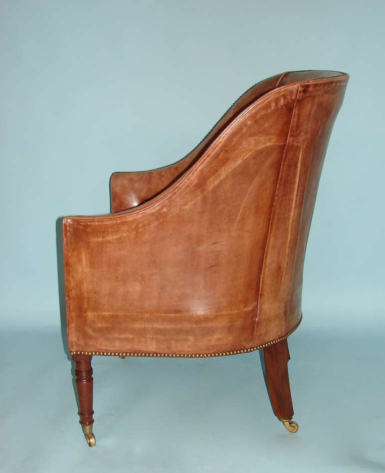 British George III Leather Upholstered Library Chair