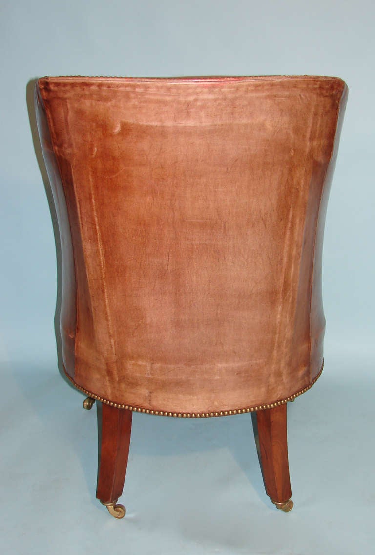 19th Century George III Leather Upholstered Library Chair