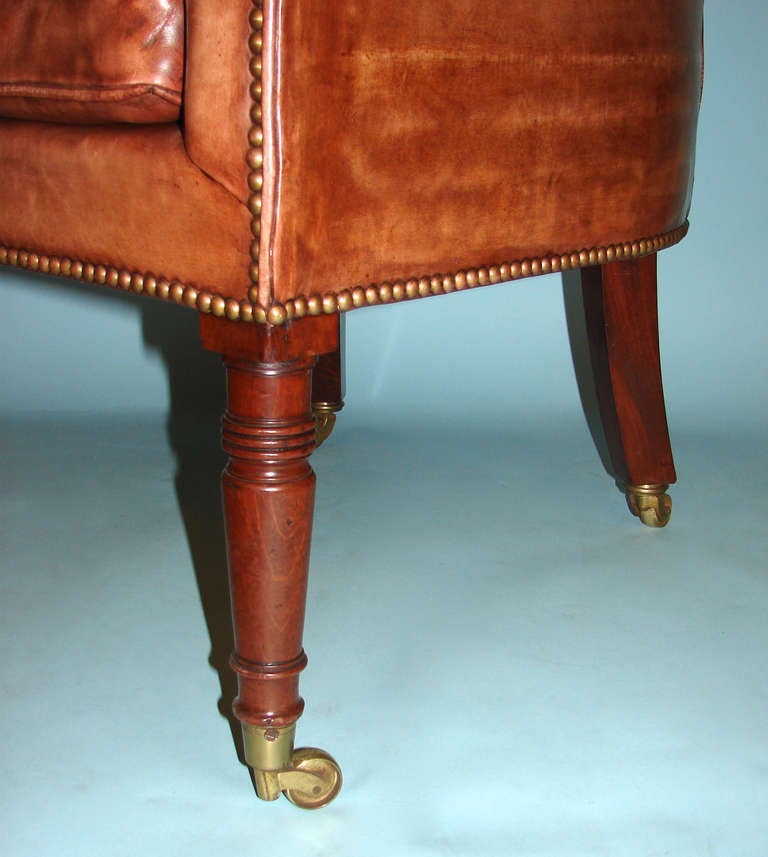George III Leather Upholstered Library Chair In Good Condition In San Francisco, CA