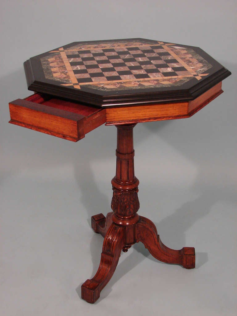 Victorian English Specimen Marble-Top Games Table