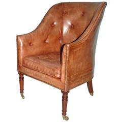 George III Leather Upholstered Library Chair