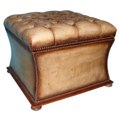 English tufted leather stool