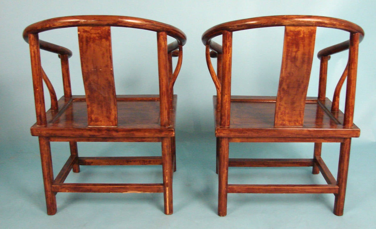 Hardwood Pair of Chinese Child's Chairs