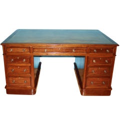 English mahogany partners desk with tooled leather top