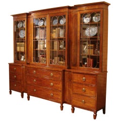 Elegant Regency Parcel Ebonized Mahogany Breakfront Bookcase