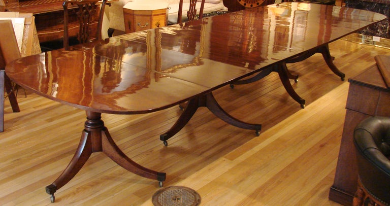 Impressive George III Mahogany 4 Pedestal Dining Table