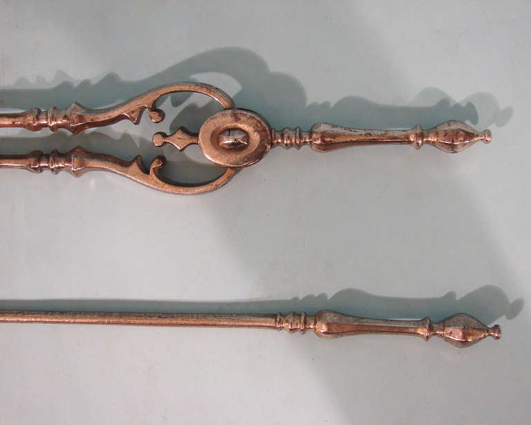 Late 18th Century Set of Three George III Polished Steel Fire Tools