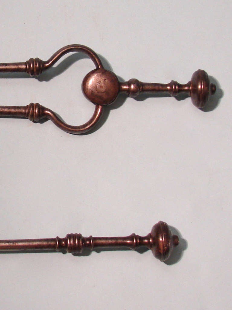 British Set of 3 Nineteenth Century English Steel Fire Tools