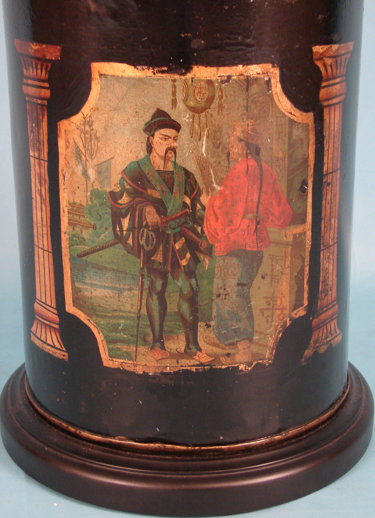 Chinoiserie Chinese Export Tea Canister now as Lamp