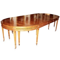 Elegant Louis XVI Walnut Extension Table with 6 Leaves