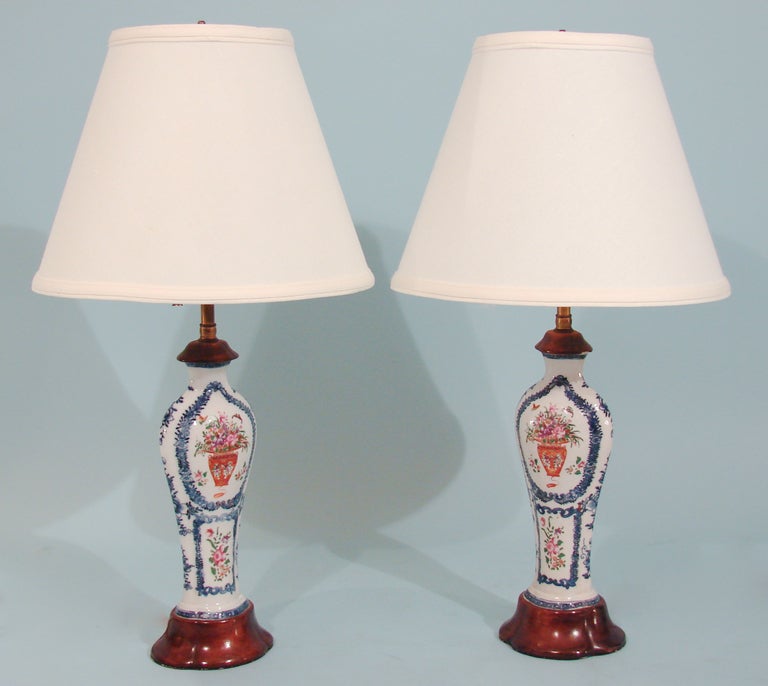Pair  Chinese Export Porcelain Vases in the Mandarin Palette