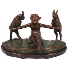 Bronze Satyr with Goats by Thomas Cartier