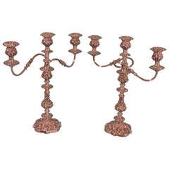 Pair of Barker-Ellis Rococo Style 3 Light Candelabra