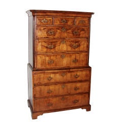 George II walnut chest-on-chest