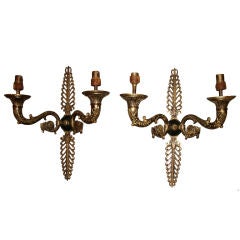 French Empire style cast bronze 2 light sconces