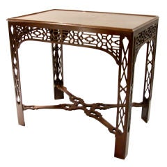 Chippendale period mahogany  fret work silver table