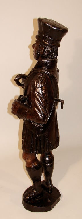 Carved Scottish Wooden Tobaccanist Figure