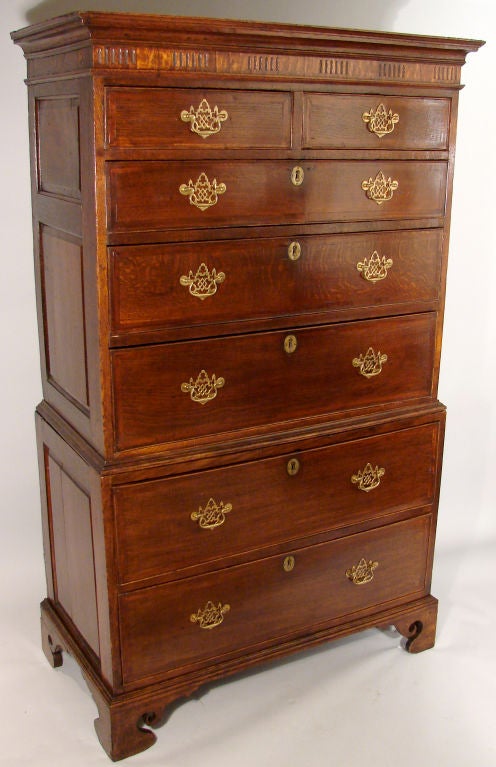 English provincial oak chest on chest