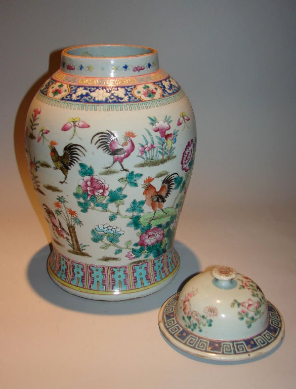 Antique Chinese earthenware covered ginger jar