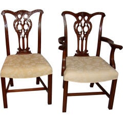 Vintage Set of 8 English Chippendale style mahogany dining chairs
