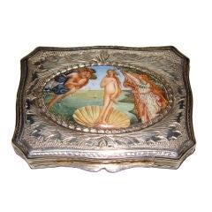 Silvered Snuff Box Decorated with Botticelli's Birth of Venus