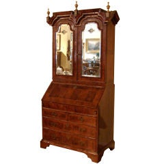 George II walnut bureau cabinet