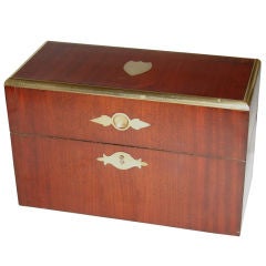Antique Elegant Regency Mahogany Brass Bound Tea Caddy
