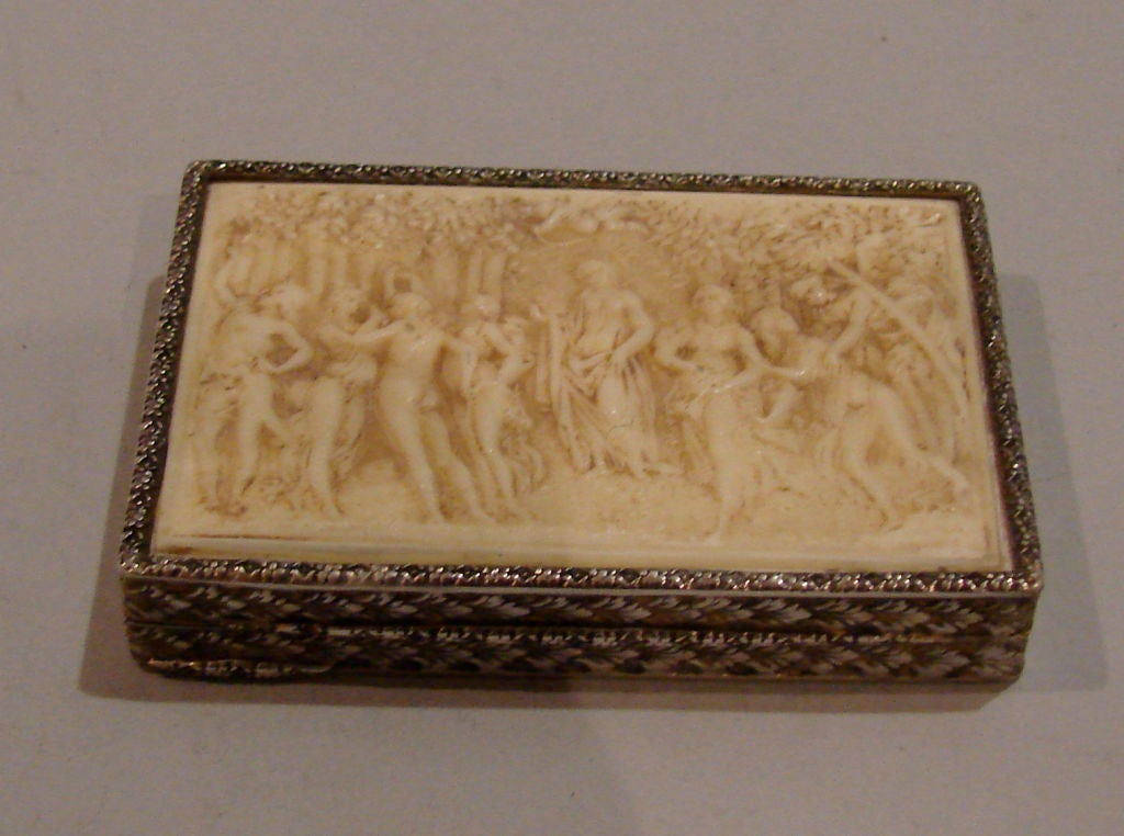 Continental ivory inset silvered  box
