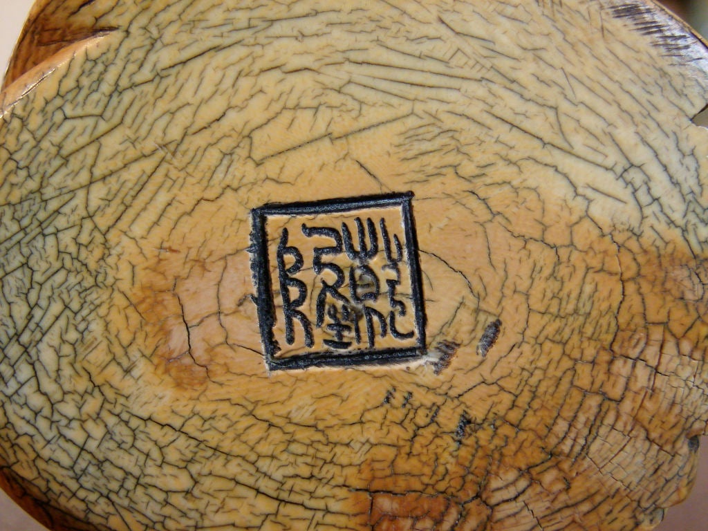 Carved Patinated ivory carving of an elder