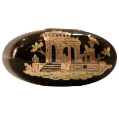 Tortoiseshell gold inlaid snuff box