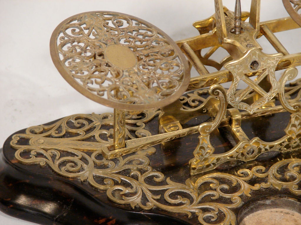 English Extraordinary cut and engraved brass  postal scale