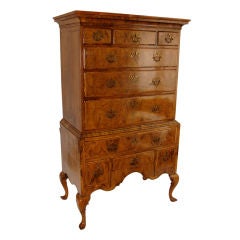 George I walnut chest on stand
