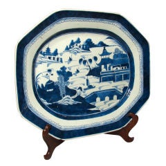 Chinese Dark Blue Canton platter