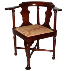 A Queen Anne walnut corner chair, New England