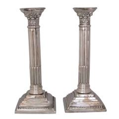 English sterling silver columnar  candlesticks