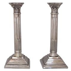 English sterling silver   columnar candlesticks