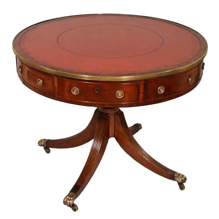 Fine George III Mahogany Brass-Mounted Drum Table