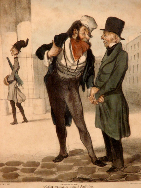 French Colored Lithograph by Honore Daumier