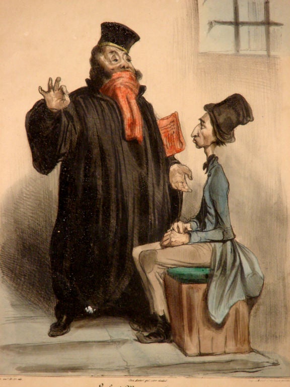 French Colored Lithograph by Honore Daumier