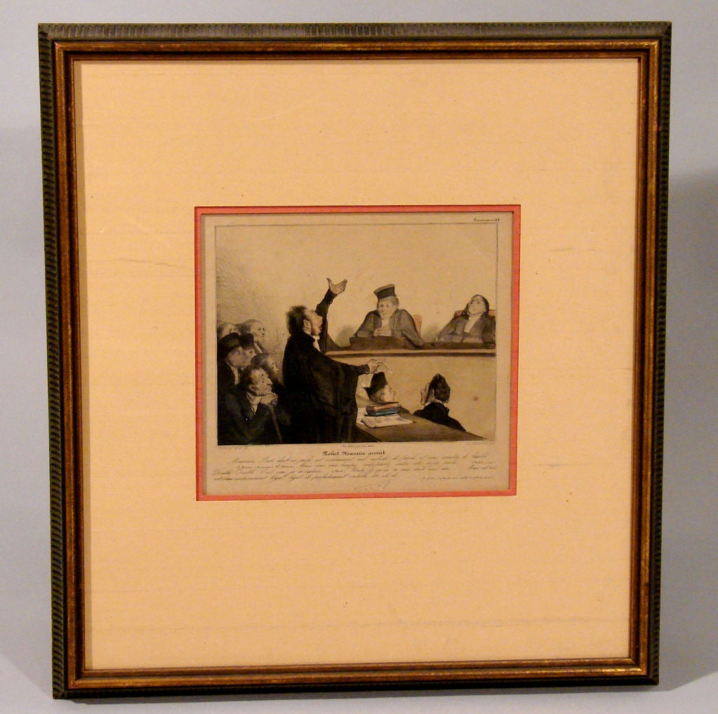 French Colored Lithograph by Honore Daumier