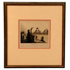 French Colored Lithograph by Honore Daumier