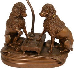 Poodles Playing Dominoes Lamp
