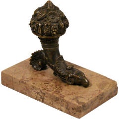 Bronze Cornucopia Ornament on Marble Stand