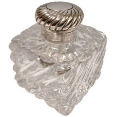 Antique Large molded and cut glass sterling topped inkwell