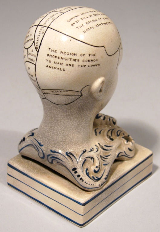 19th Century Staffordshire pottery phrenology head pen stand